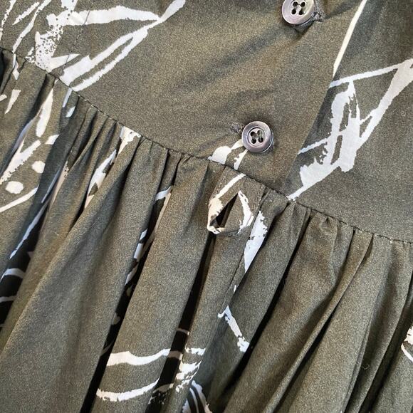 Aspesi Green Leave Printed Midi Length A-Line Dress Size 40 - Picture 3 of 10